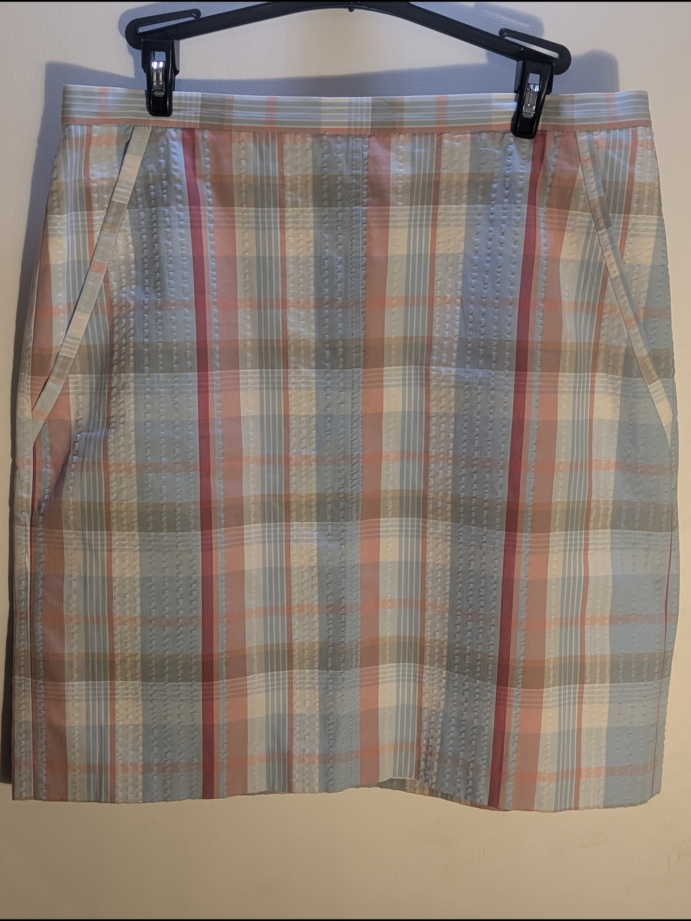 Anne Klein Pastel Plaid Mini Skirt in Blue, Pink, Cream